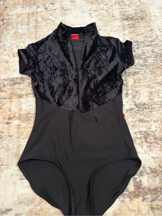 Yumiko Other - Yumiko Black Velvet-Top Short Sleeve Leotard